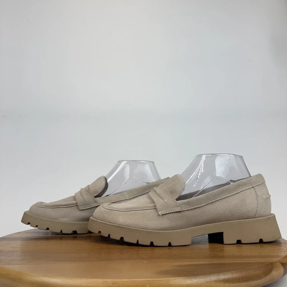 Womens Dolce Vita Evanka Beige Suede Comfort Casual Platform‎ Loagers Size 9 M